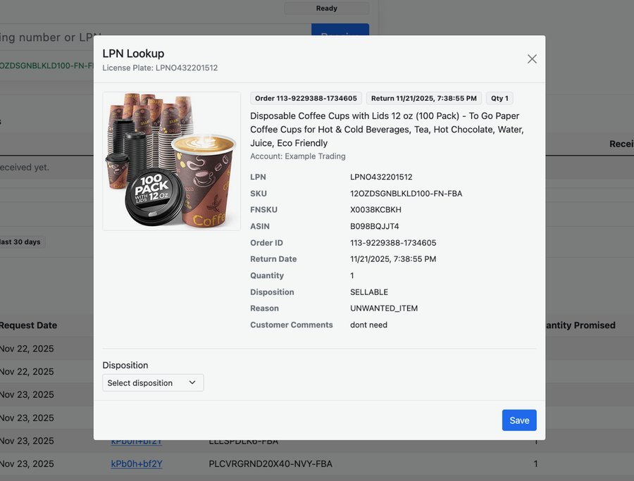 FNSKU Studio - LPN Lookup and Returns Processing